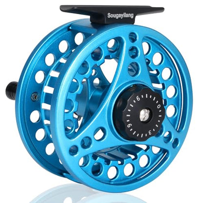 Sougayilang Fly Fishing Reel, Die Cast Aluminum Fly Reel, 5/6, 7/8, Weight Saltwater Fly Reels, 5/6, 7/8, Weight Saltwater Fly Reels - color: Blue, size: 5/6wt