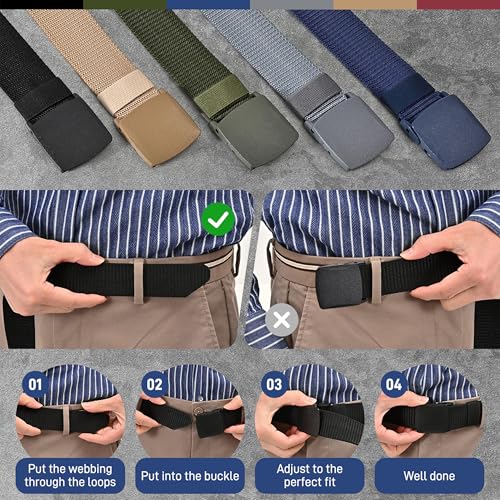 UNGGJKB Men's Tactical Belt, Nylon Casual Elastic Belt, Work Belt That Can Be Cut And Adjusted - color: Blue/Black