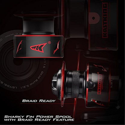 KastKing Sharky Baitfeeder III Spinning Reel 10+1 Shielded Stainless Steel BB - Carbon Fiber Drag for Live Liner Bait Fishing Action - style: 6000