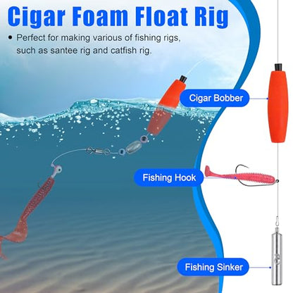 SILANON Peg Floats Fishing Bobbers,Foam Cigar Fishing Floats Bobbers Catfish Floats Slip Fishing Cork Bobbers with Pipe Plug for Catfish Santee Rig Freshwater Saltwater Fishing - size: 2 inch, style: Red-30pcs