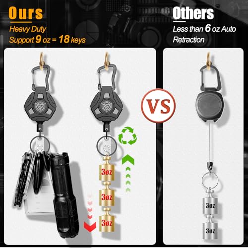 Oaridey Retractable Badge Holders, Heavy Duty Retractable Keychain with Tactical ID Card Holder (Holds 5 Cards), ID Badge Holders with Metal Clip, 31.5' Badge Reel - style: Badge Holder with Keychain