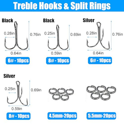 Blank Fishing Lure Kit,Unpainted Popper Plug Lures DIY Crank Bait Set Fishing Pliers Treble Hooks 3D/4D Lure Eyes Bait Sticker Split Rings,Fish Tackle Accessories Kits - color: Lure Kit-352pcs