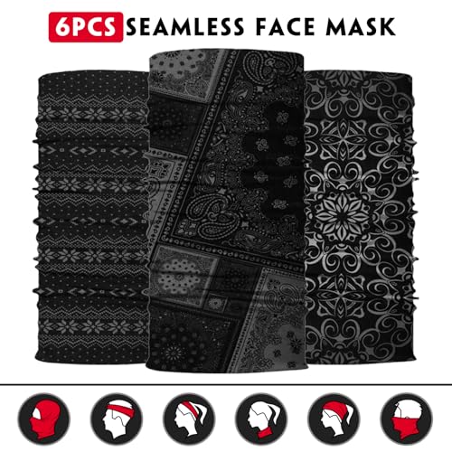 Neck Gaiter for Men Women Headwear Bandana Head Wrap Face Scarf Mask Cover Warmer Balaclava-Seamless & Versatile - color: A-black Style