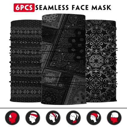 Neck Gaiter for Men Women Headwear Bandana Head Wrap Face Scarf Mask Cover Warmer Balaclava-Seamless & Versatile - color: A-black Style