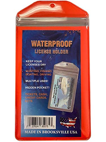 Fluorescent Orange, Zipped, Hunting & Fishing License Holder, Display Box Includes 100 Pieces, Ready for Display, Made in USA - style: 100 Pack-Fluorescent Orange