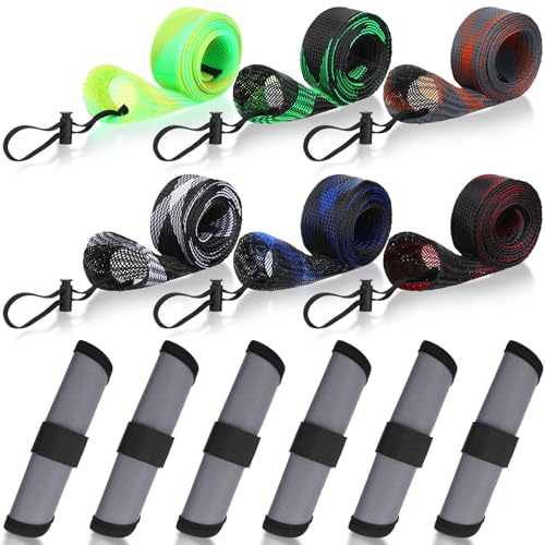 12 Pcs Fishing Rod Sleeves and Lure Wraps for Rods Poles,Grey - color: Grey