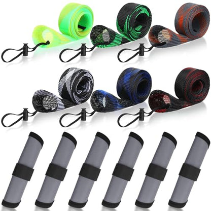 12 Pcs Fishing Rod Sleeves and Lure Wraps for Rods Poles,Grey - color: Grey