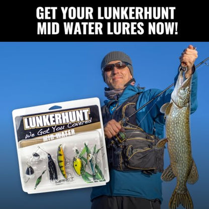 LUNKERHUNT Deep Diving Crankbaits – 4-Pack | Premium Hard Bait Fishing Lures for Bass, Walleye & Saltwater | Ideal for Deep Water Action - color: 4-Pack Mid Water