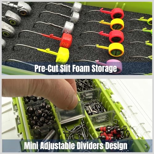 Sturdy Dual Sided Small Tackle Box Organizer, Waterproof Sealed Clear Fishing Tackle Box Tray Storage Case with Slit Foam for Jig Heads-Flies-Spoons-Rigs and Lures (FN0801) - style: FN0801