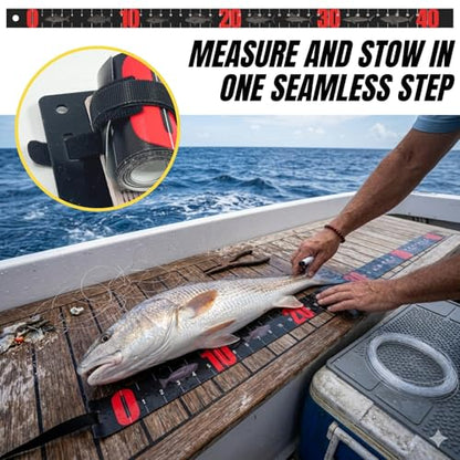 Florida Saltwater Fish & Shark ID Set - 100 Species Waterproof Guide (9.8x7.1") - 11.4" Acrylic Backplate with Integrated 11" Ruler & 40" Folding Fish Tape - Reusable Catch Log & Dry Erase Pen (black)