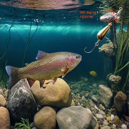 SHIAWASENA Fishing Spinners, 10pcs Trout Fishing Lures Kit, Inline Spinner Baits with Single Hooks &Treble Hooks & Fly Hooks, High-Reflective Flash Spoons for Trout, Salmon, Panfish, Bass, Pike - style: A#
