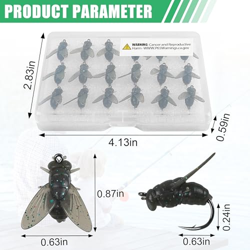 Bionic Fly Fishing Baits, Fly Fishing Flies Kit Trout Jigs Swimbaits Dry Flies Bionic Fishing Lures Fly Fishing Hook for Bass Panfish Trout - style: Black-36pcs