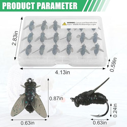 Bionic Fly Fishing Baits, Fly Fishing Flies Kit Trout Jigs Swimbaits Dry Flies Bionic Fishing Lures Fly Fishing Hook for Bass Panfish Trout - style: Black-36pcs