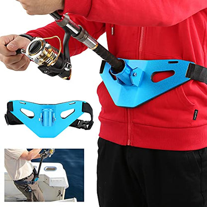 Milltrip Fishing Rod Holder, Aluminium Alloy Adjustable Fishing Fighting Belt Stand Up Gimbal Padded Fish Rod Holder