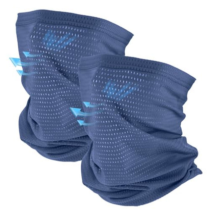 Geyoga 2/4 Pack Cooling Neck Gaiter Summer Breathable Balaclava Face Mask with Mesh Holes UV Protection Sun Scarf Men Women - color: Dark Blue