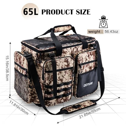 Goture Large Tackle Bag,Store Up to 8PCS 3700 Plus 4PCS 3600 Tackle Trays(Not Included),Water Resistant Saltwater Gear Storage Big Fishing Bag with EVA Bottom,Gifts for Men(21.65"x11.8"x15.16")-Khaki - color: A1 Khaki Extra Large Without Trays