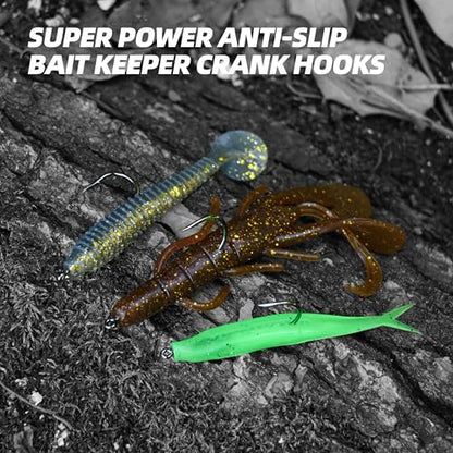 Straight Shank Baitholder Hooks – Multi-Size Fishing Hooks for Bass, Trout & Walleye – Anti-Slip Hook Design, Freshwater & Saltwater - size: 1/0#