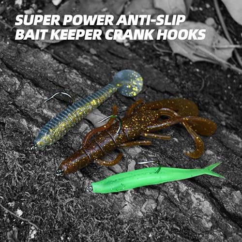 Straight Shank Baitholder Hooks – Multi-Size Fishing Hooks for Bass, Trout & Walleye – Anti-Slip Hook Design, Freshwater & Saltwater - size: Mixed Set