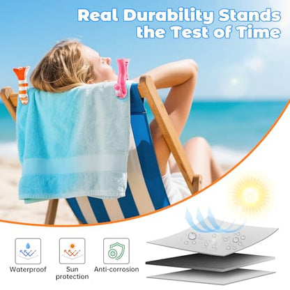 8 Pack Clips for Beach Chairs-Durable and Big Towel Clips, Peg Clips with Colorful Parrot and Pink Flamingo Shape, Creative Beach Towel Clip for Family Use, Portable During Travel. - style: Parrot+Flamingo+Fish+Slippers