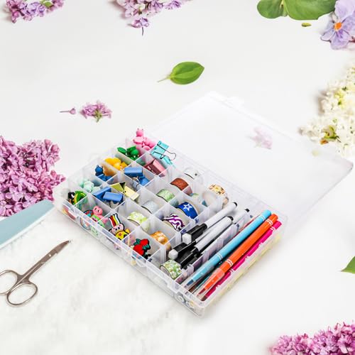 Tosnail 3 Pack 36 Compartments Clear Plastic Craft Storage Organizer Small Parts Organizer with Dividers