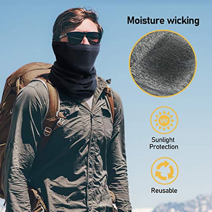 TICONN Neck Gaiter Face Cover Scarf, Neck Warmer Breathable Sun & Wind-proof for Skiing Fishing Hiking Cycling - color: Heather Black-2pk, style: Quick Dry