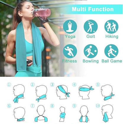 Amgico 10 Pack Cooling Towel 40"X12", Cooling Towels for Hot Weather, Instant Cooling Soft Breathable Quick Dry Microfiber Towel for Summer, Hiking, Golf, Travel, Beach, Gym, Camping & More - color: 2 Sky Blue/2 Navy Blue/2 Dark Gray/2 Maroon/2 Black