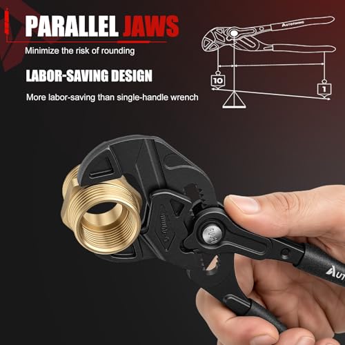 7-Inch Adjustable Plier Wrench Premium CR-V Parallel Pliers Parallel Jaw Pliers with Comfortable Grips Groove Lock Mechanism Black Finish - color: Black-7