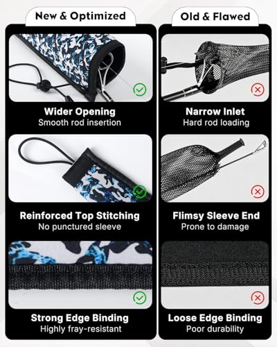Pawfly Neoprene Fishing Rod Sleeve with Straps, Resistant Fishing Rod Socks | Lightproof Fishing Pole Sleeves, Fishing Rods Sleeve, for Transport, Storage, Protect Casting, Trolling & Spinning Rods - size: 65" - 1 Pack (w/ 1 Strap)