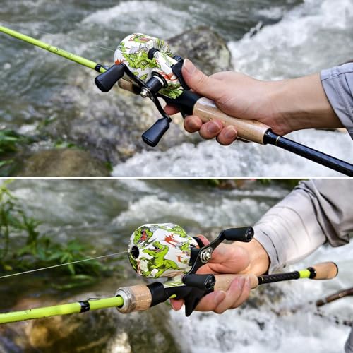 Sougayilang Spincast Reel and 2-Piece Fishing Rod Combo, 5.9-Foot Rod with Pre-Spooled Line Stainless Steel Guide, Cork Handles, Custom Graphite Reel Seat