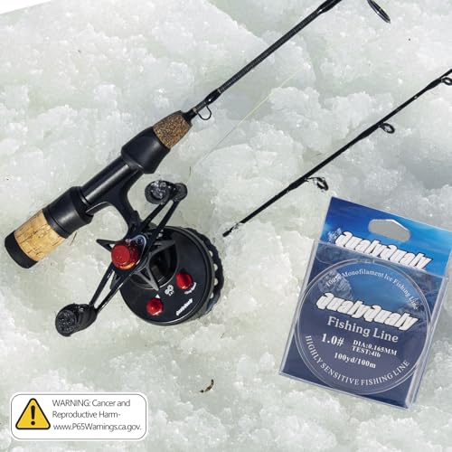 QualyQualy Ice Fishing Rod and Reel Combo 24 inch M/ML Inline Ice Fishing Combos 2 Different Tips for Walleye Perch Panfish and Trout - color: 24'' M/ML-Left