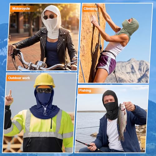 Funtery 4 Pack Cooling Balaclava Face Mask UV Protection Breathable Full Head Hood for Men Women Cycling Fishing Motorcycle - color: Black, White, Navy Blue, Green