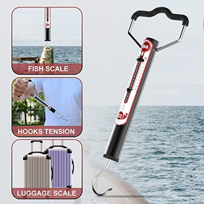 SNAIL TRAIL 20 LB / 50 LB Aluminum Tube Spring Fish Scale with Peak Weight Marker & Zero Reset, Mechanical Fishing Weighing Gauge with Hook, Non-Digital Hand Held Pull Weigher, Hanging Drag Scale - color: 50lbs