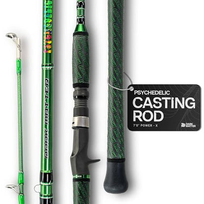 Dark Matter Psychedelic Casting Fishing Rods Medium Heavy Power X - High-Modulus M3 Carbon Nano Baitcaster Rod Saltwater and Freshwater Fishing Rods, 7ft Medium Heavy Baitcasting Rod - color: Green, size: 7'0" Power - X