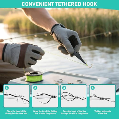 Fishing Knot Tying Tool with Retractable Lanyard & Built-in Knot Pick, 2-in-1 Quick Knot Tool for Fly Fishing Nippers, Freshwater Saltwater Anglers