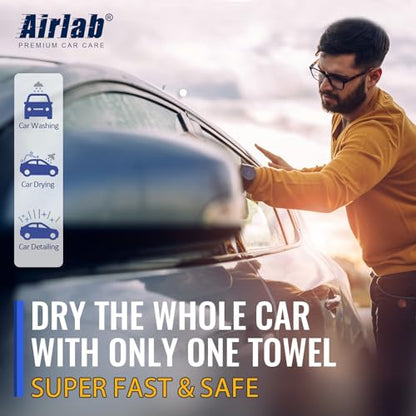 Airlab Microfiber Towels for Cars Wash Drying Extra Large Super Absorbent Cleaning Cloth Auto Detailing Ultra Soft, Lint-Free, Streak-Free, 35 x 24 Inch, Pack of 1, Grey-Blue, 600 GSM - color: Grey-blue