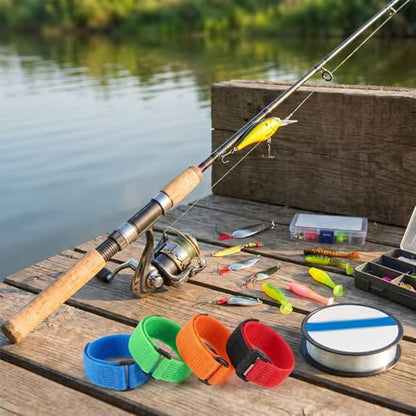 Nogeqi 20 Pcs Fishing Rod Straps, 5 Colors, Fishing Rod Ties, Fishings Pole Straps Belt for Casting, Fly Rods