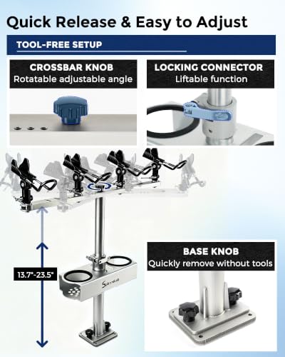 Spider Fishing Rod Holders for Boat, Aluminum Crappie Fishing Pole Mount, Adjustable Height & Angle, Boat Rod Rack for Spider Rigging - style: 2 Pack, Fishing Rod Holder