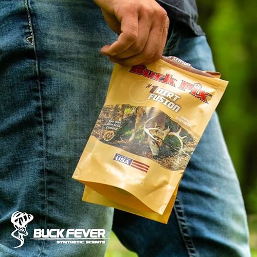 Buck Fever Buck Pix 2,3,4-Piece kit - Synthetic Deer Scent (4 oz Branch Action & 4 oz Dirt Fusion) for Whitetail & Mule - Non-Spoiling Deer Attractant for Outdoor Trail Camera - size: 4 oz (Dirt Fusion)