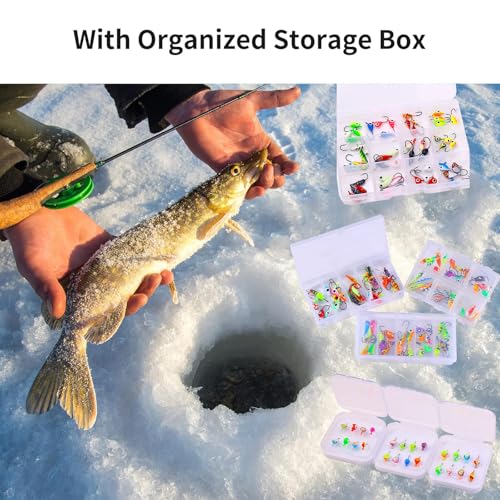 Ice Fishing Jigs Kit Essential Ice Fishing Lures for Beginners to Hook Big Fish and Reel in The Fun! - color: B30Pcs