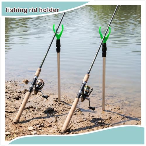 5 Pcs Aluminum Alloy Fishing Rod Holder for Ground,Rod Holders for Bank Fishing,14-22 inchs Telescopic Rod Holder ,10 pcs Fishing Bells
