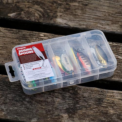 Jigging Spoon Fishing Lures, Slant Cut Metal Spoon with Glow, High Flash, Sharp Treble Hooks, Precision Wobble for Bass, Trout, Pike & Walleye - color: New10PCS, size: 3/8oz