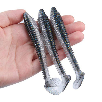 Paddle Tail Swimbaits 100/80/50PCS, 5/4/3/2 inch Soft Fishing Lures Bulk Pack – Durable Lifelike Action Lures for Bass, Trout, Crappie – Freshwater & Saltwater Fishing Gifts - color: Silver Blue, size: 4in, 80pcs