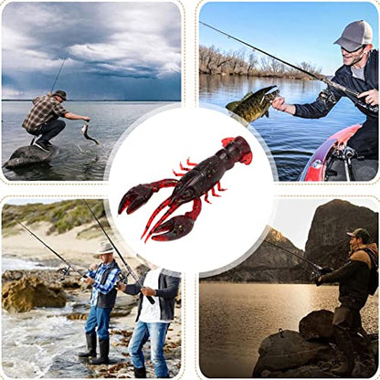 10PC Soft Fishing Lure Crawdad Bait Creature Baits Fishing Lure Set Bass Fishing Lures Soft Plastic Fishing Lures PVC Shrimp Artificial Soft Lure Baits Crawfish Bait Shrimp - color: Sauce red