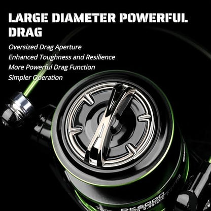 Spinning Fishing Reel – Metal Spool, Long Cast Deep Spool Reel, Smooth Drag System, Metal + Nylon Body Lure Reel for Bass Trout Carp, Freshwater & Saltwater Spinning Reel - size: 5000
