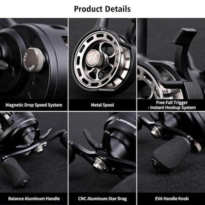 Metal Spool Ice Fishing Reel for Maximum Line Capacity and Performance - size: Green right hand