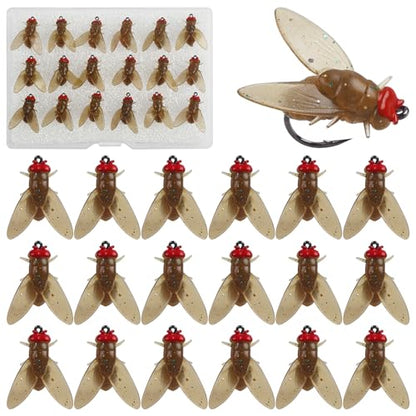 Bionic Fly Fishing Bait, Flies Fishing Lures Kit Trout Jigs Swimbaits Dry Flies Fly Fishing Lures Fish Attractant Fly Fishing Hook for Saltwater Freshwater Bass Panfish 15mm - color: Brown-18pcs