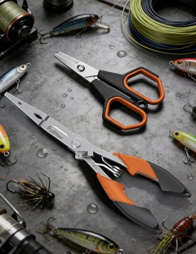 Fishing Tools Kit, Fishing Pliers,Fishing Scissors, Fishing Line Cutter for Braided Fishing Line,Fishing Gear with Lanyard - color: 8"Fishing Pliers Orange
