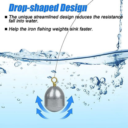 Fishing Weight Sinker,Bass Casting Sinker Weight Bell Sinker Iron Fishing Weight Sinker with Ring Water Drop Sinker Weight for Saltwater Freshwater Fishing, Silver - size: 1/8 oz - 25 pack