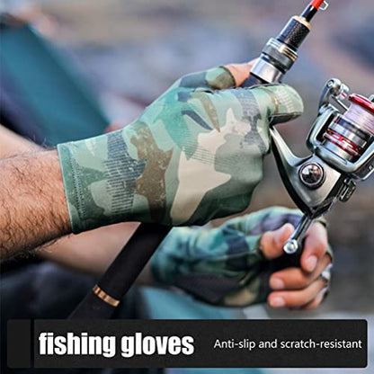 Protection Fingerless Fishing Gloves, UPF50+ Breathable Quick Drying Slip Sun Gloves for Men, with Lightweight Stretch Material for Kayaking Hiking Paddling Driving
