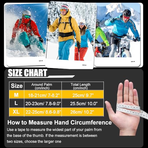 Winter Gloves for Men Women Waterproof Glove,Touchscreen Gloves Thermal Snow Gloves for Running Cycling - size: Large